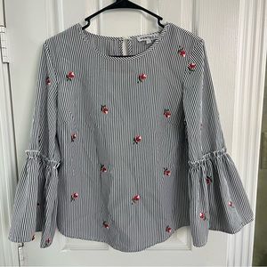 Pin-stripe floral blouse
